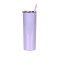 Custom 20oz  Colorful Paint Straight Tumbler Thermos Coffee Mugs With Straw  Reusable Stainless Steel Tumbler Double Wall Cup